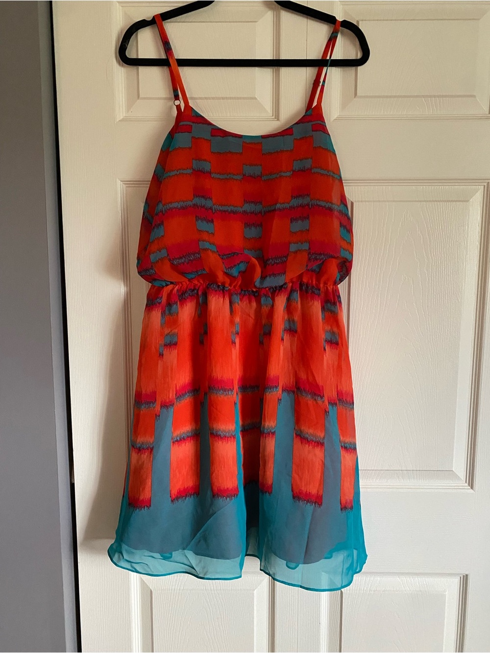 Calvin Klein Jeans Orange and Teal Printed Dress